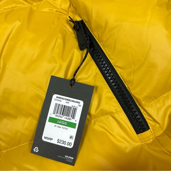 Under Armour Womens Down Puffer Full Zip Hooded Jacket Mustard Sz L 1373443-782 - Picture 16 of 16